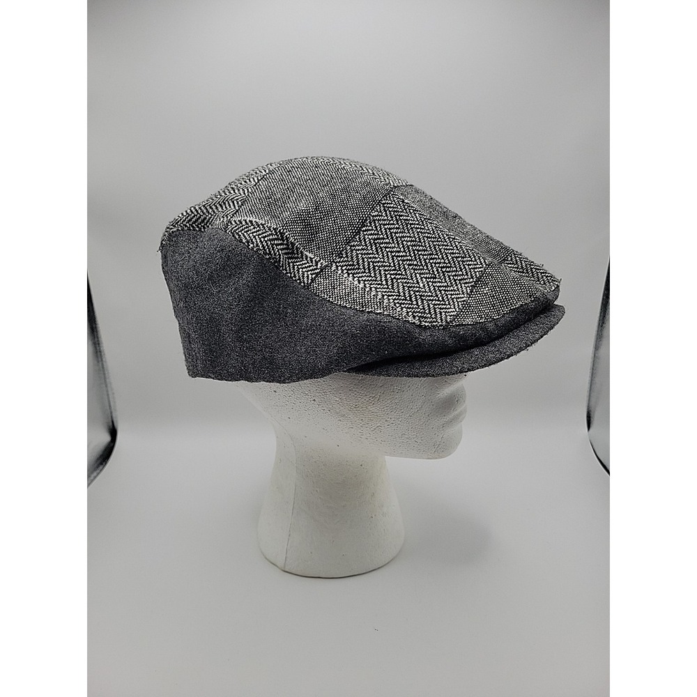 DPC Patchwork Flat Cap Hat Gray Wool Blend Ivy Newsboy Small Medium